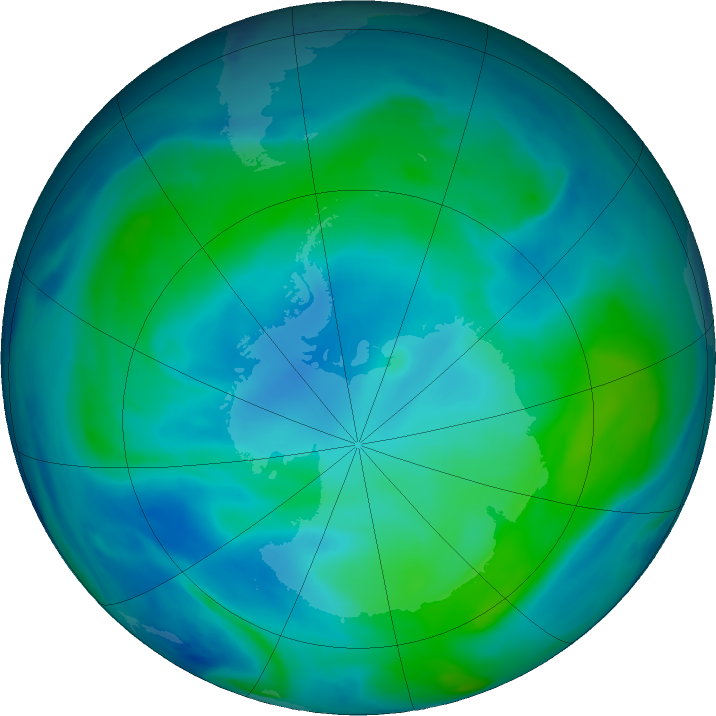 Antarctic ozone map for 20 February 2017